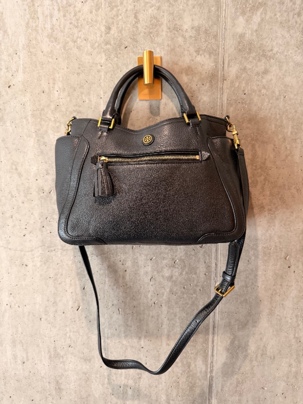 Vintage Tory Burch black leather handbag